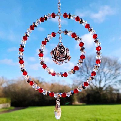Silver Rose Sun Catcher Available In Two Sizes