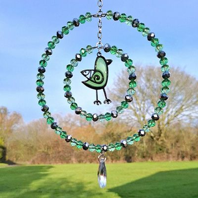 Green Bird Sun Catcher Available In Two Sizes