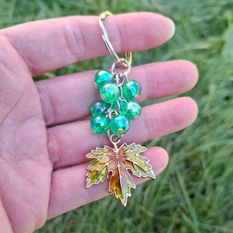 Autumn Leaf Beaded keyring