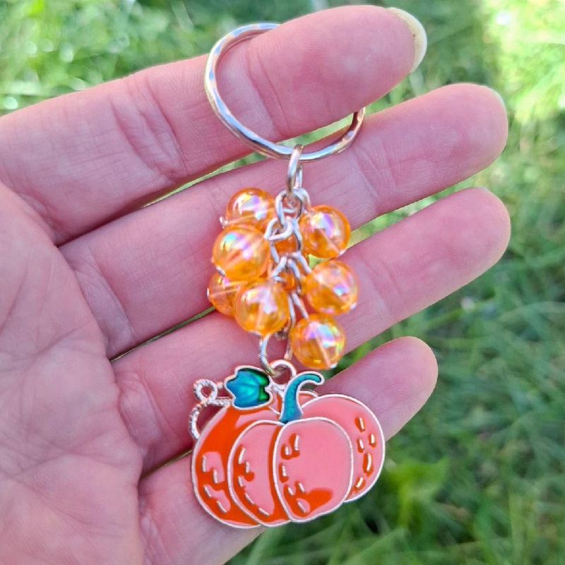 Autumnal Pumpkin Beaded keyring