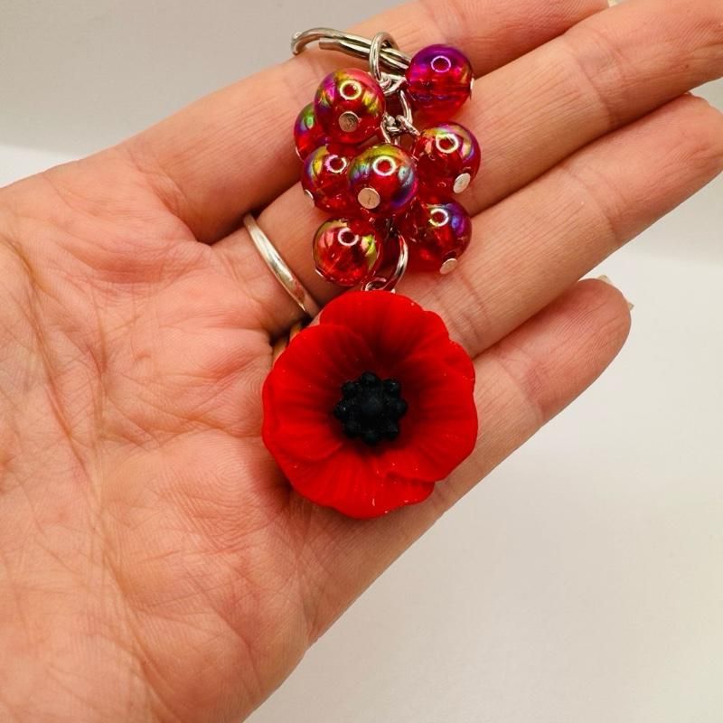 Poppy Beaded keyring