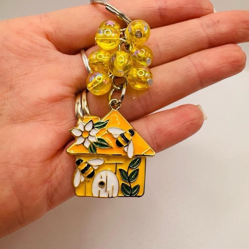 Bee House Beaded keyring