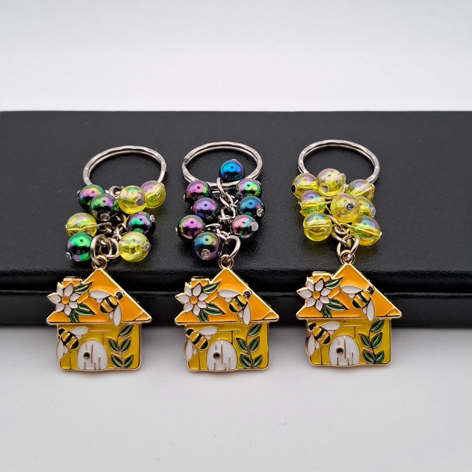 Bee House Handmade Beaded Keyring Bumble Bee Bee House Handmade Beaded Keyring Bumble Bee