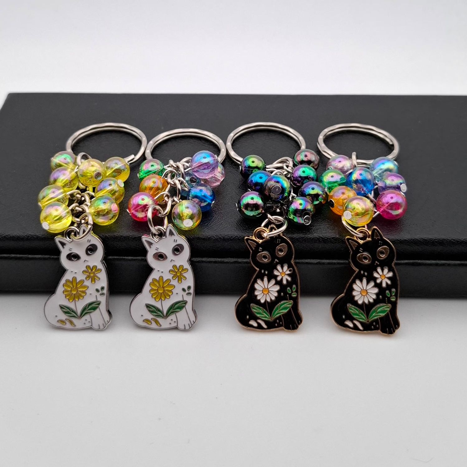 Cat Kitten Handmade Beaded Keyring Cat Kitten Handmade Beaded Keyring