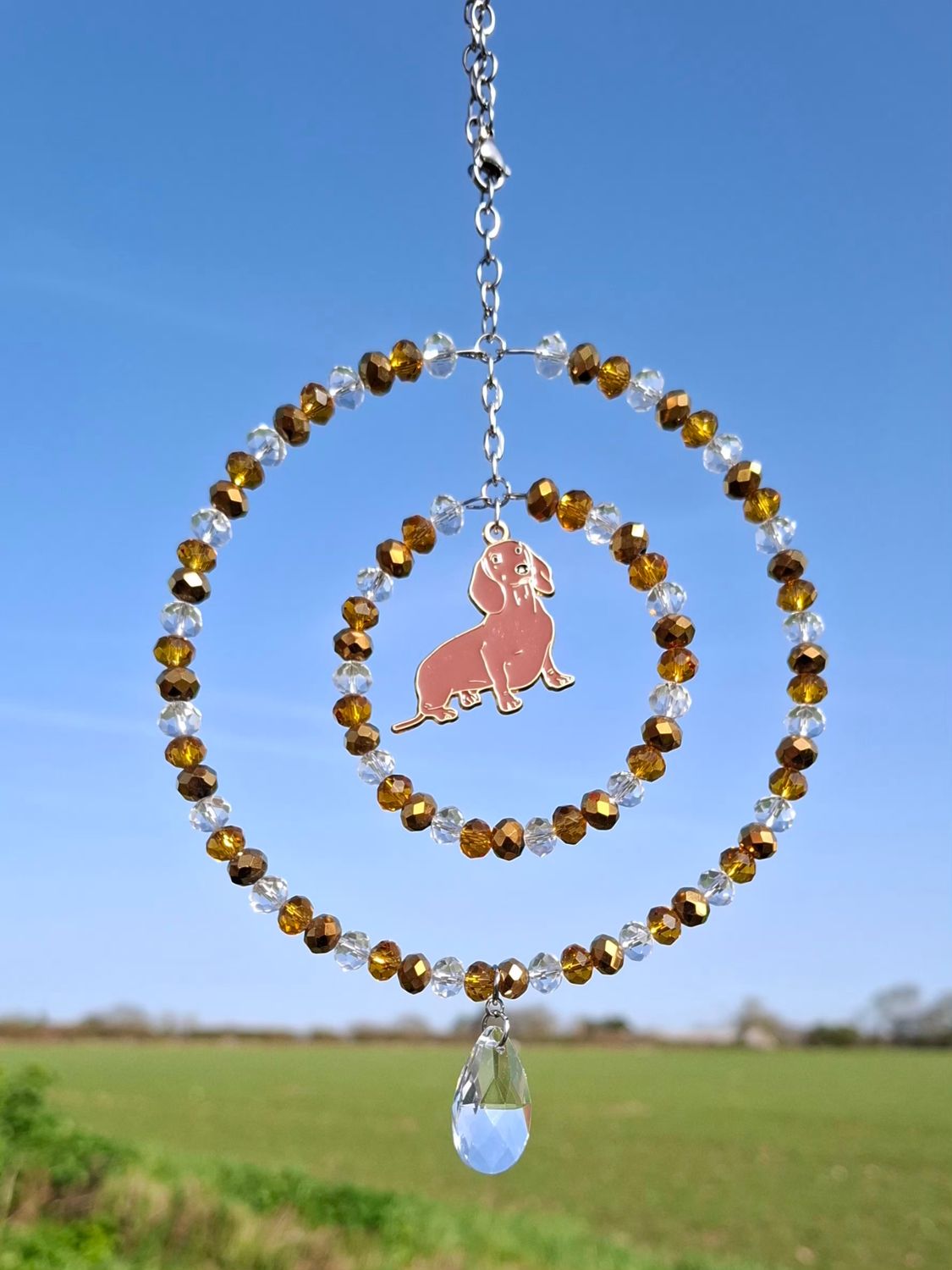 Dachshund Sausage Dog Puppy Sun Catcher Available In Two Sizes