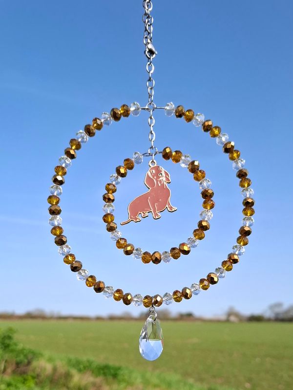 Dachshund Sausage Dog Puppy Sun Catcher Available In Two Sizes