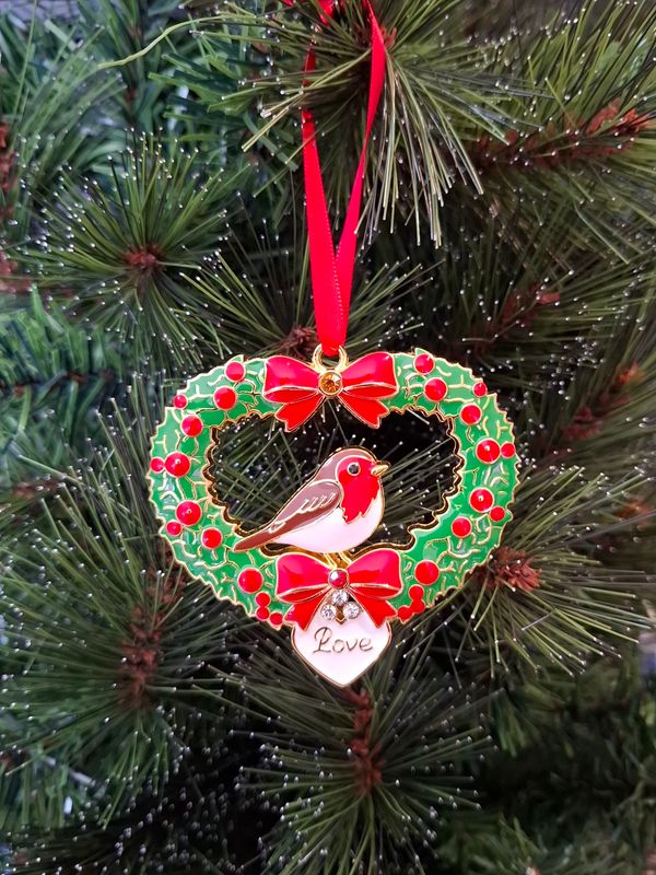 Festive Robin Christmas Tree Decoration or Sun Catcher