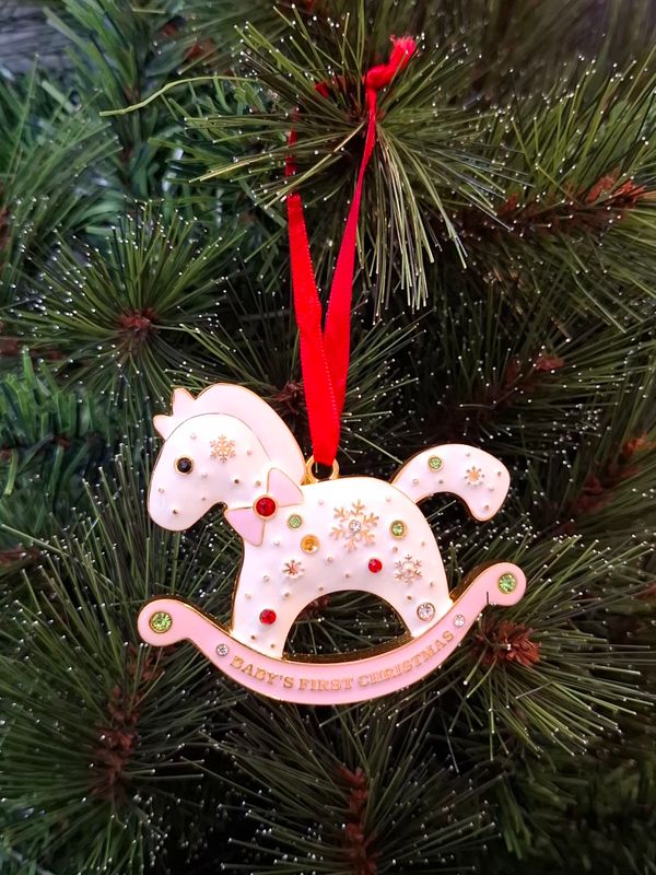Baby's First Christmas Tree Decoration or Sun Catcher Pink