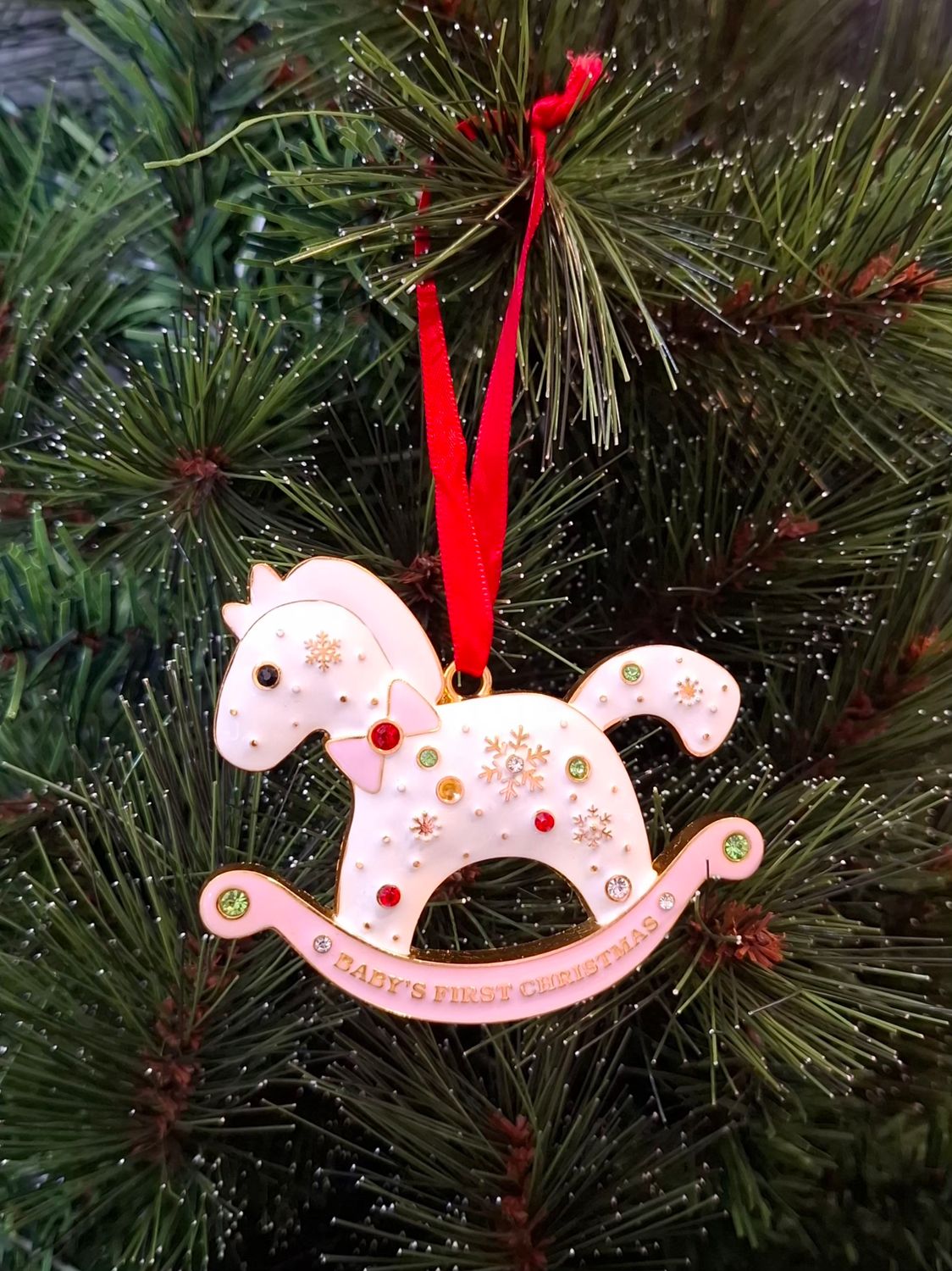Baby's First Christmas Tree Decoration or Sun Catcher Pink Baby's First Christmas Tree Decoration or Sun Catcher Pink
