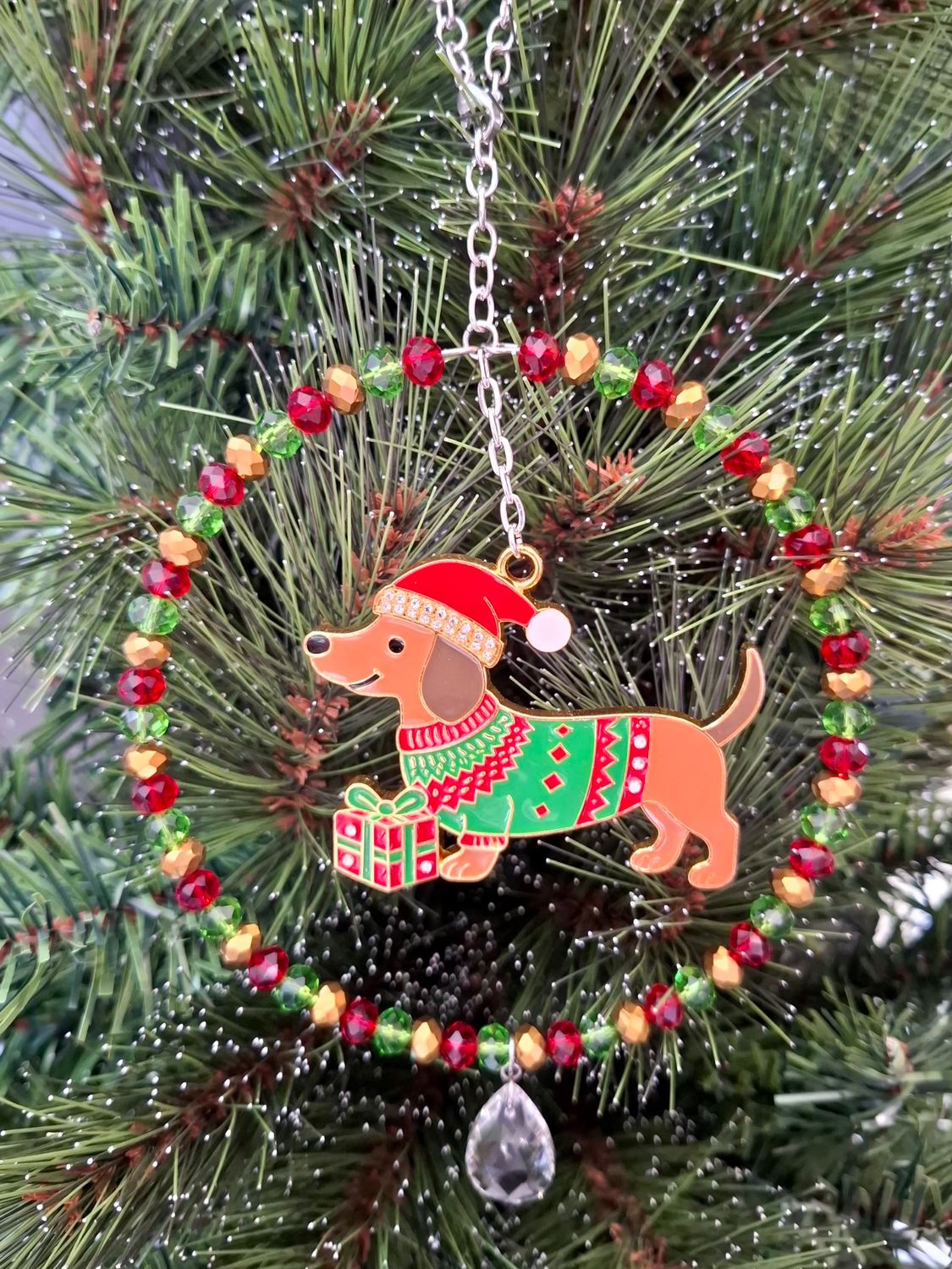 Dachshund Sausage Dog Christmas Tree Decoration or Sun Catcher Dachshund Sausage Dog Christmas Tree Decoration or Sun Catcher