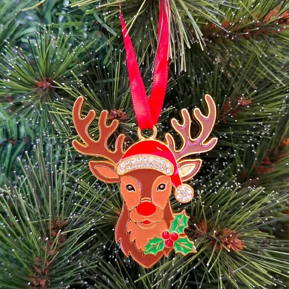 Stag Reindeer Christmas Tree Decoration or Sun Catcher Stag Reindeer Christmas Tree Decoration or Sun Catcher