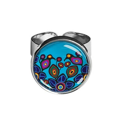 Flowers & Birds Dome Ring - Norval Morrisseau