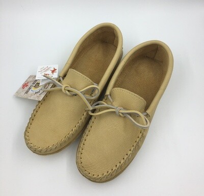 Ladies Ivory Leather Moccasins