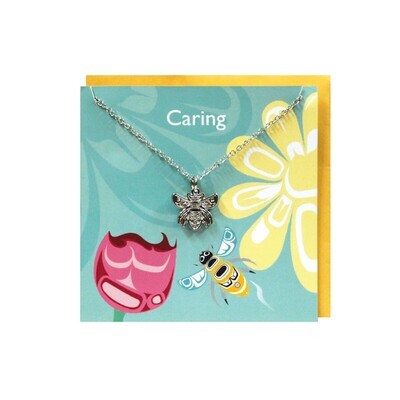 Pewter Charm Greeting Card Bee & Blossom