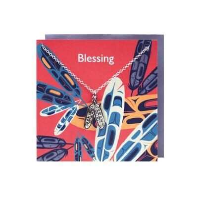 Pewter Charm Greeting Card - Eagle Feathers