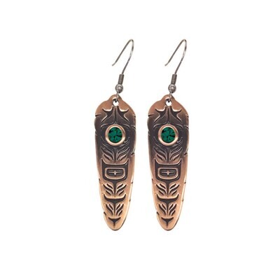 Sacred Feather Earrings - Emerald