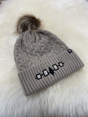 Cable Knit Toque with Pompom TAUPE - WAMPUM
