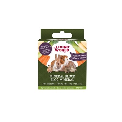 Living World Small Animal Mineral Block, Vegetable Flavour, Small, 40g (1.4oz)
