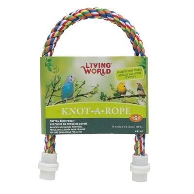 Living World Knot-a-Rope Multi-Coloured Cotton Perch - 16 mm dia x 53 cm L