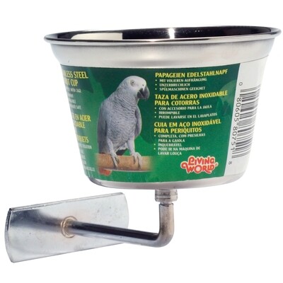 Living World Stainless Steel Parrot Cup - Medium - 480ml (16oz)