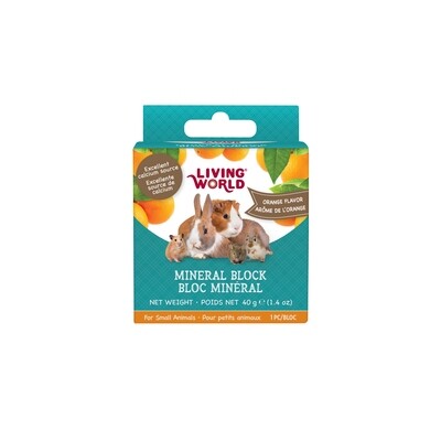 Living World Small Animal Mineral Block - Orange Flavour - Small - 40g (1.4oz)