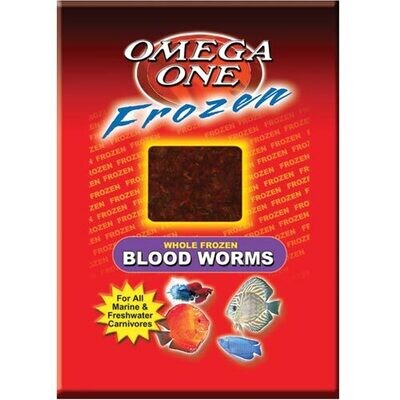 Omega One Whole Frozen Blood Worms - Flatpack - 227g (8oz)