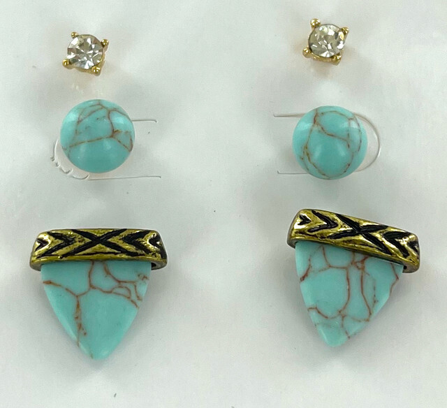 Turquoise Trio Studs