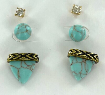 Turquoise Trio Studs