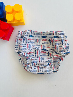 White fish nappy cover -  for boys