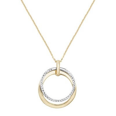9ct Yellow / White Gold Double Circle Necklace