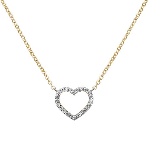 9ct Yellow Gold Heart CZ Necklace