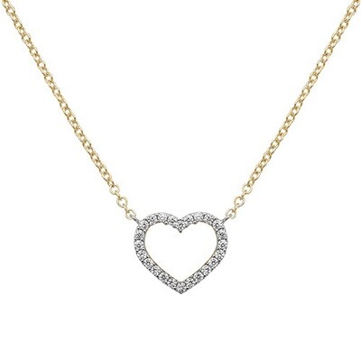 9ct Yellow Gold Heart CZ Necklace