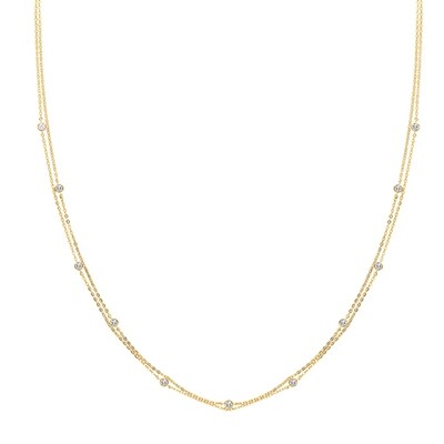 9ct Yellow Gold Double CZ Chain Necklace