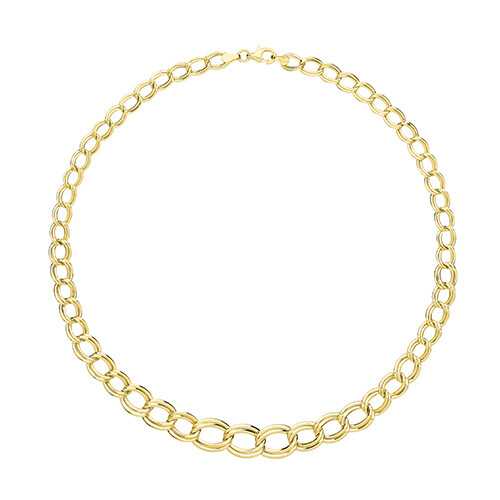 9ct Yellow Gold Oval Open Double Link Necklace