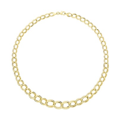 9ct Yellow Gold Oval Open Double Link Necklace