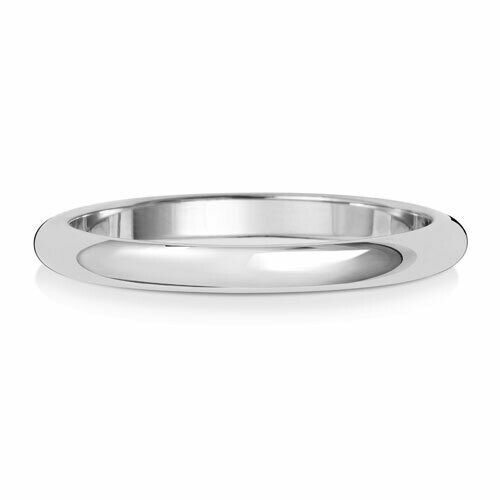 9ct White Gold D Shape Heavy 2mm Wedding Ring