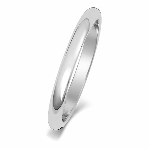 9ct White Gold D Shape Heavy 2mm Wedding Ring