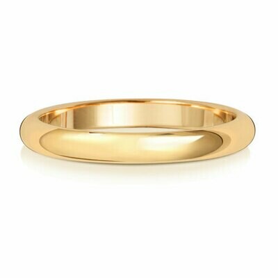 9ct Yellow Gold D Shape Medium 2.5mm Wedding Ring
