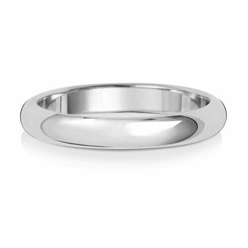 9ct White Gold D Shape Medium 3mm Wedding Ring