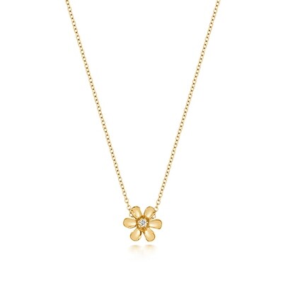 9ct Yellow Gold Diamond Daisy Necklace