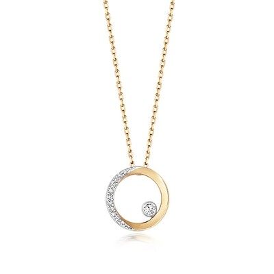 9ct Yellow Gold Diamond Necklace Circle