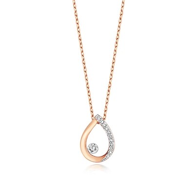9ct Rose Gold Diamond Necklace Pear