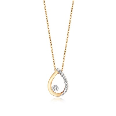 9ct Yellow Gold Diamond Necklace Pear