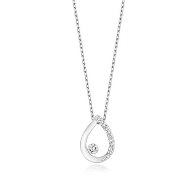 9ct White Gold Diamond Necklace Pear