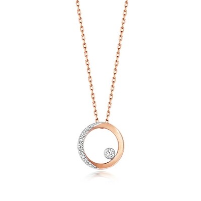 9ct Rose Gold Diamond Necklace Circle