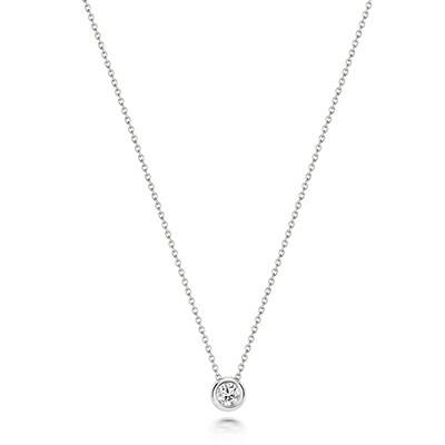 18ct White Gold Diamond Single Rubover Necklace
