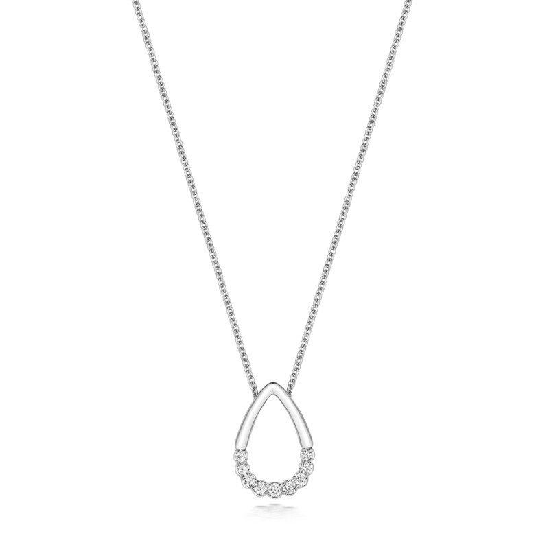 18ct White Gold Diamond Pear Necklace