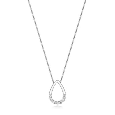 18ct White Gold Diamond Pear Necklace