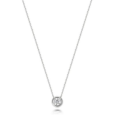 18ct White Gold Diamond Single Rubover Necklace