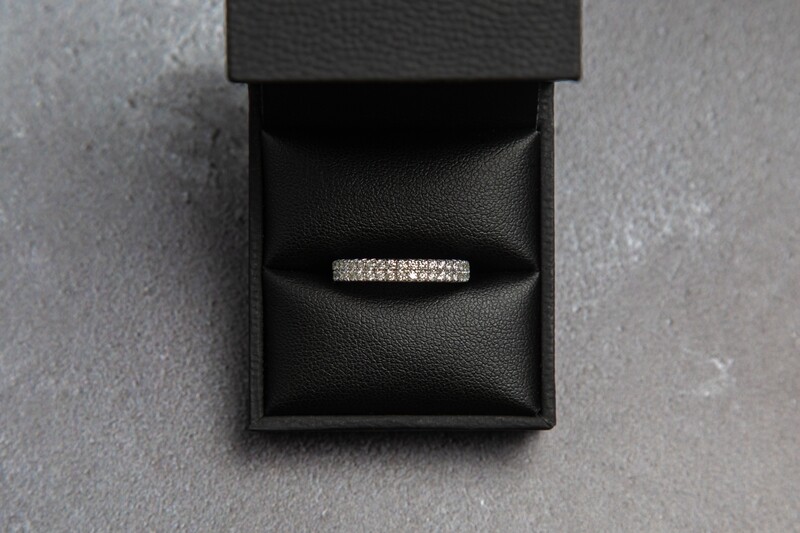 9ct White Gold Double Line Diamond (0.50ct) Eternity Ring